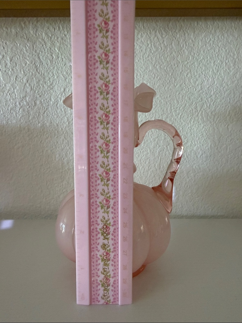 Fenton Soft Pink Ruffled Glass Pitcher - Picture 2 of 5